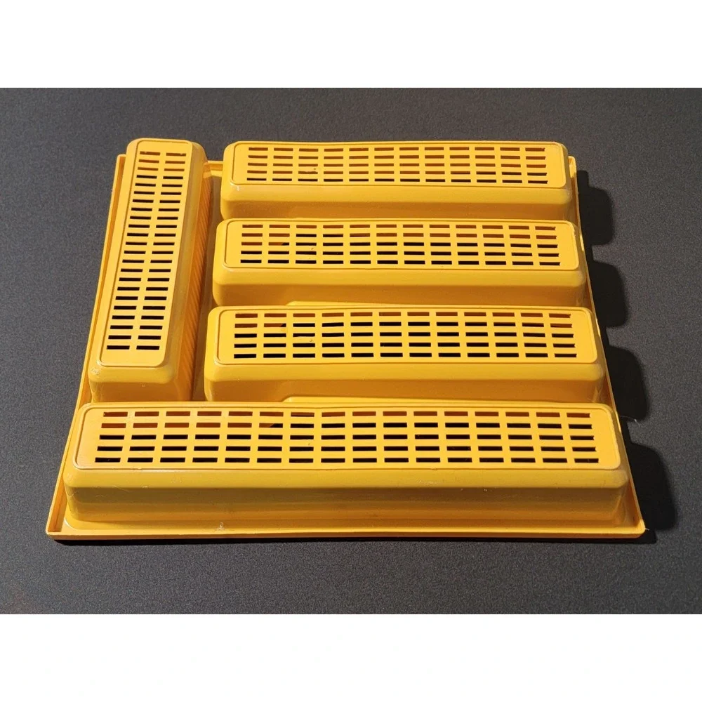 VTG MCM Yellow Silverware Drawer Organizer Divided Plastic Mesh Kitchen‎ Tray